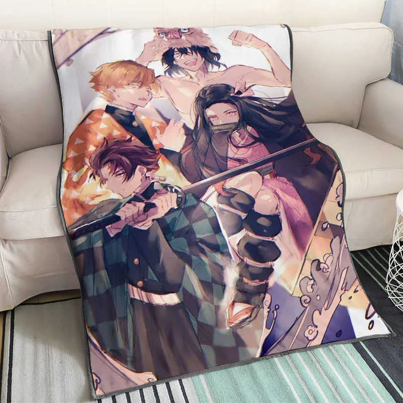 Devils Blade Anime Duvet Home Decorativo Demon Slayer Kimetsu No Yaiba Tanjirou Nezuko Cobertor de verão para crianças Cama 201111271S