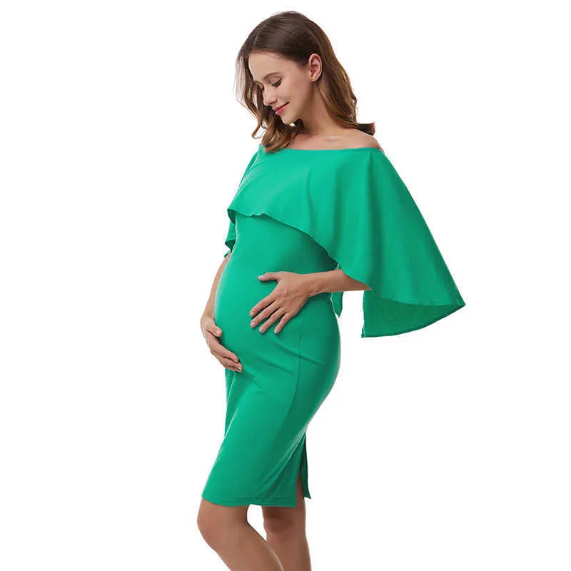 Женские элегантные от плеча платье для беременных летучей мыши рукава винтажные беременности платье Bodycon коктейль вечеринка карандаш платье вечернее платье Y0924