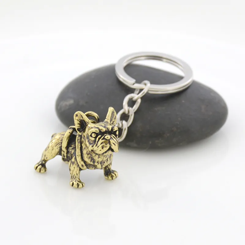 Metal Black French Bulldog Key Chain Cute Dog Animal Keychains Keyrings Women Bag Charm Pet Jewellery Gift Whole Bulk Lots241Q