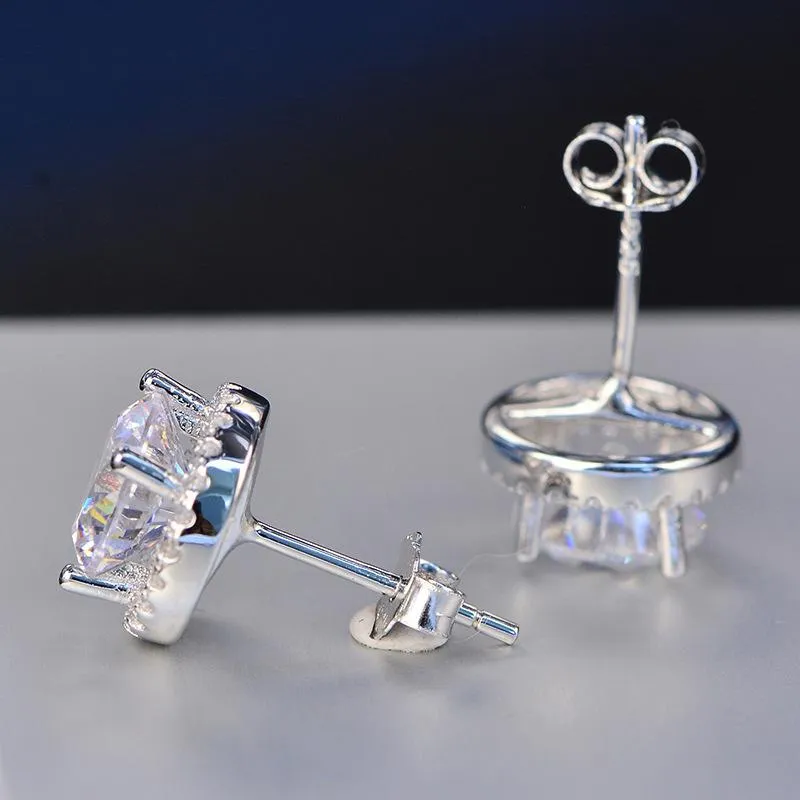 Klassische Weibliche Erstellt Moissanite Diamant Stud Ohrringe Für Frauen Mode 925 Sterling Silber Hochzeit Schmuck Earring292i