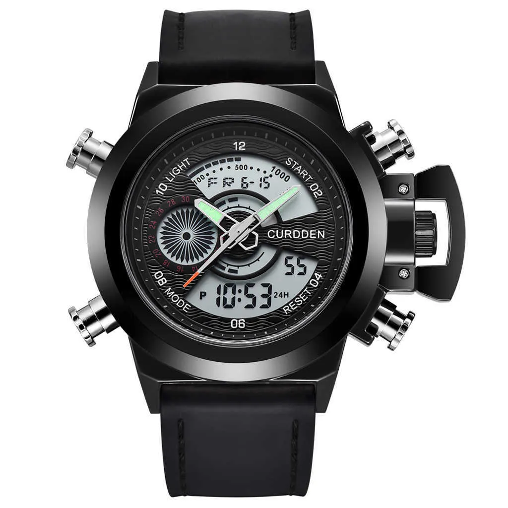 Hot Clock Hommes En Cuir Montres De Sport Quartz LED Horloge Numérique Étanche Montre-Bracelet Élégant Analogique De Luxe Sport Meilleur Cadeau # 8 G1022