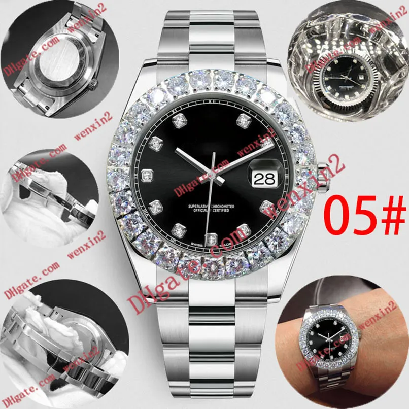 énormes diamants stéréoscopiques hommes regardent cadran pétoncles Mechanica automatique 43mm acier de haute qualité natation sport étanche style Cla326J