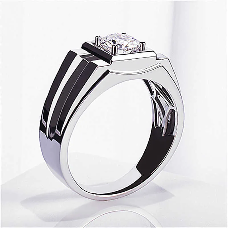 Мужские кольца Crystal Classic Щедрое кольцо алмазные яркие очаровательные мужские трехмерные простые простые моющиеся леди кластерные стили