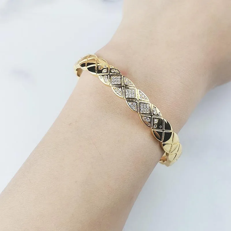 Bangle Brand Gold Luxury Jewelry For Women Men - Crush Bracelet Wedding Banquet Diamond Bracelet Engagement Geometric292r