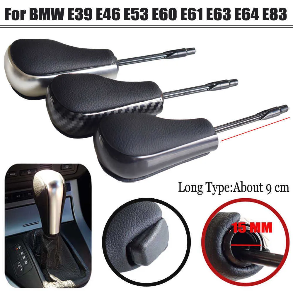 Automatyczne samochody samochodowe Automatyczne pojazdy biegowe Knob Krętki Dopasowanie do BMW E46 E60 E39 E83 E53 E61 3 5 7 X Seria Black Srebrne Carbon2672