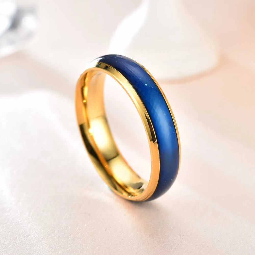Chameleon Ring Par Mood temperatur kommer att ändra färg rostfritt stål s för män bröllop s x0715