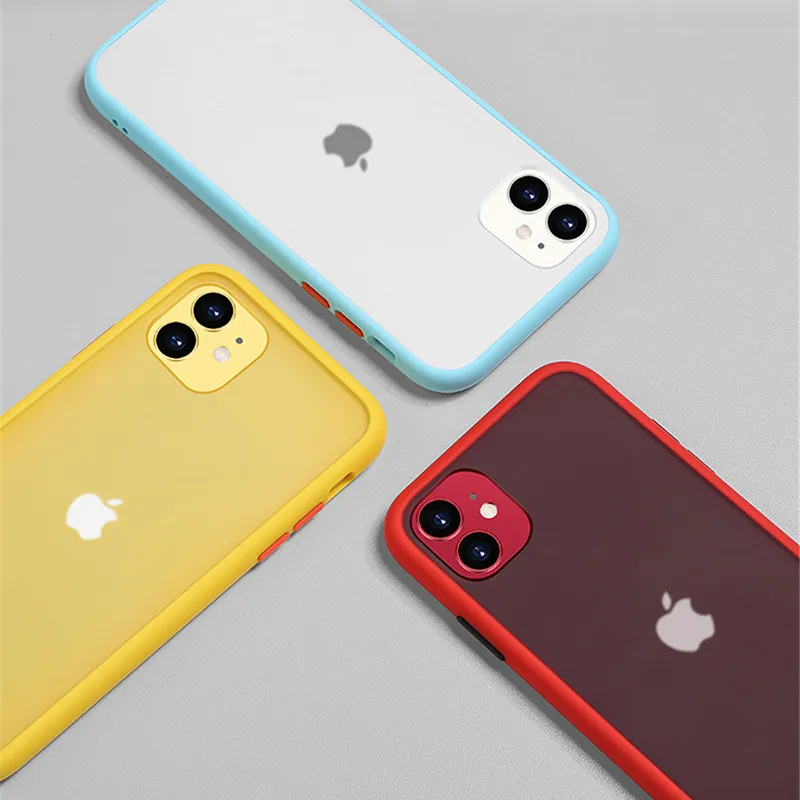 Dirt-resistent Matt Bumper Telefon Fodral för iPhone 11 Pro XR X XS Max 12 6S 6 8 7 PLUS CHOCKOFOF SOFT TPU Silicone Clear Case Cover