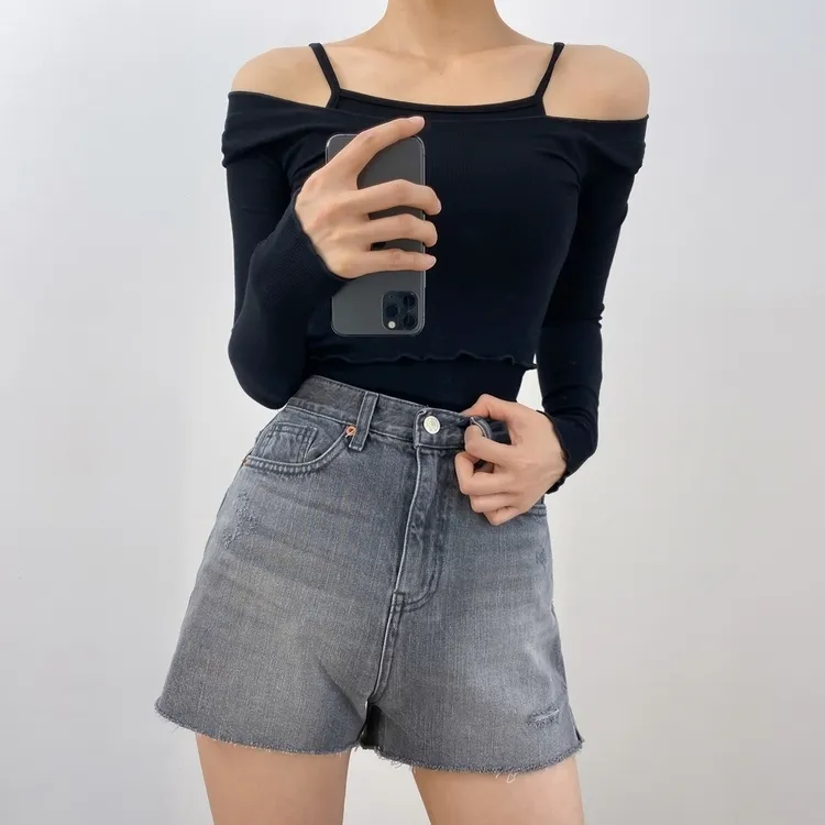 Sexy Two Pieces Set Women Crop Long Sleeve T-shirt + Sleevless Vest Spring Summer Thin Knitted Tops Stretch Slim T Shirts 210519