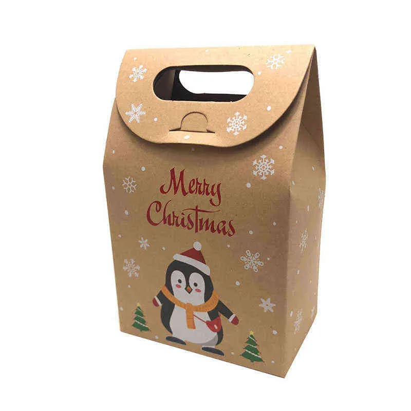 24 stücke Weihnachten Santa Claus Kraftpapier Lebensmittel Taschen Geschenk Tasche Verpackung Keks Bonbons Cookie Brot gesehen Snacks Backen Takeaway Taschen H1231