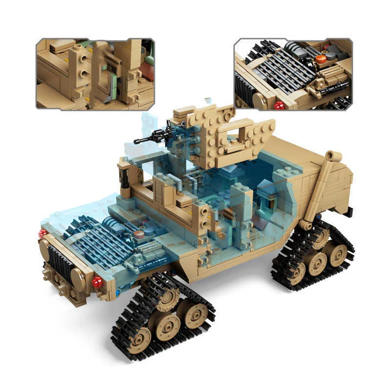 New KY10000 موضوع لبنات بناء خزان لبنات بناء M1A2 Abrams MBT تغيير نماذج Toy Tank Models للأطفال Y0916