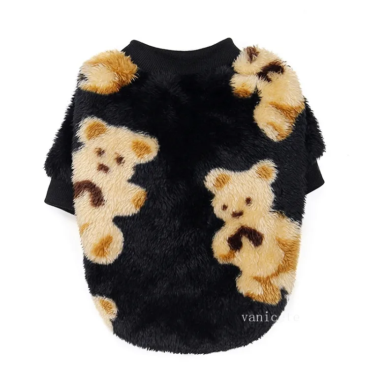 Vêtements pour chiens Vêtements pour animaux de compagnie Automne et hiver Nouveau bipède épaissie en peluche en coton rembourré veste ours impression T2I52969