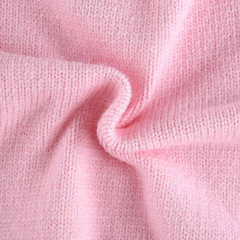 Broderie cerise recadrée cardigans pull femmes mode rose pull automne hiver streetwear décontracté surdimensionné pull pull 210415