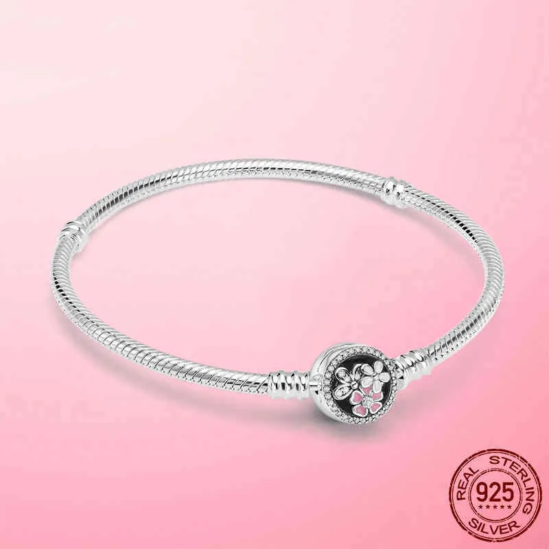 Top Venda Femme Pulseira 925 Sterling Sier Coração Cobra Cadeia Bracelete Pulseira Para As Mulheres Fit Origin Charm Beads Jóias Presente