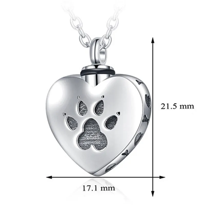 Collane a pendente Love Heart Pet Cremation Urn Necklace Grey Dog Jewelry Memorial Souvenir Amante romantico Gift245A