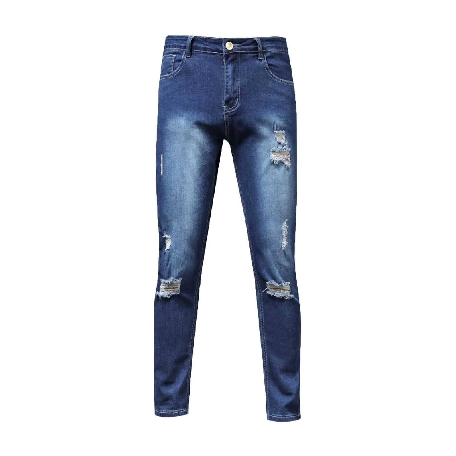 Summer New Style Men's Zipper Jeans Street All-match Casual Men's Straight-leg Pants Pure Color Washed Jeans 2021#g30 X0621