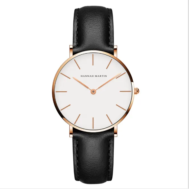 36mm einfache Frauen Uhren genaue Quarz -Damen bequeme Lederband oder Nylonband zwei Hände Armbanduhren220g