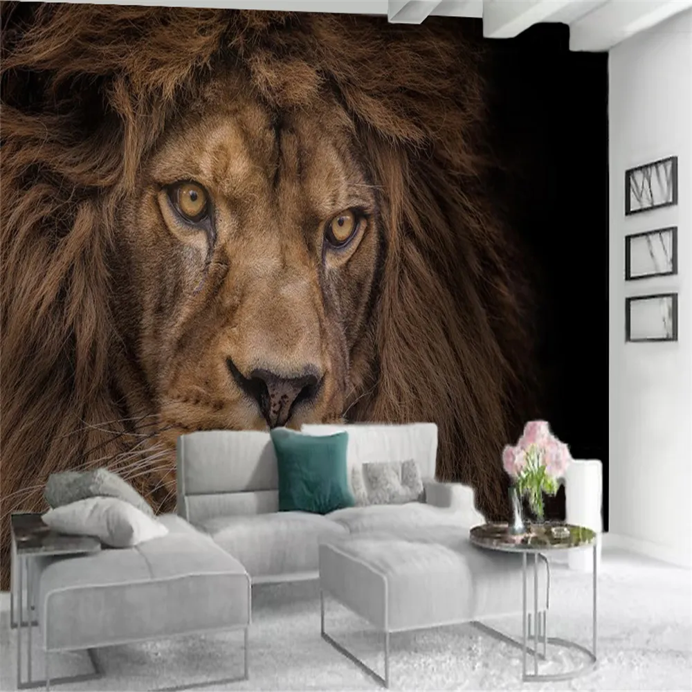 Decorazioni la casa 3d Carta da parati HD Mighty Wild Animal Lion Soggiorno camera da letto Sfondo Decorazione murale Sfondi murali Wallcovering2525