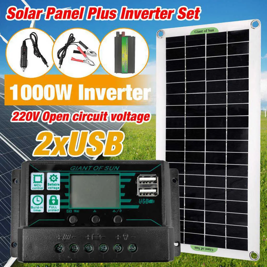 30W RV Boat Solar Panels Kit with Charge Controller Solar Inverter for Home Boat 60A 100A Portable Power Generator