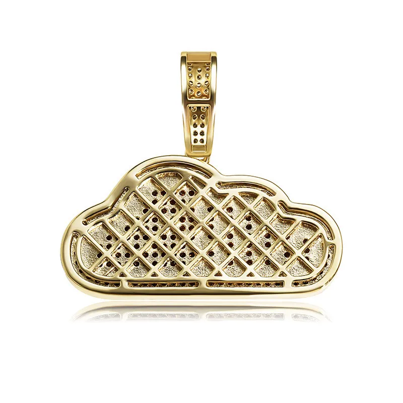 Two Tone Plated Iced Out Full Zircon Cloud Pendant Necklace Rope Chain Mens Hip Hop Jewelry Gift209K