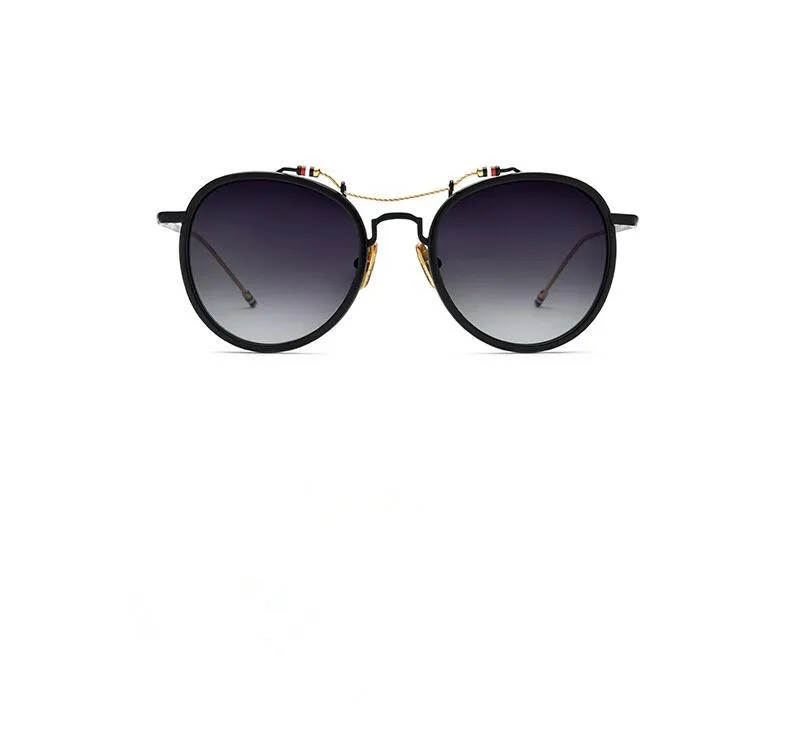 Óculos de sol polarizados thom marca moda tbs815 titânio redondo óculos de sol para homens mulheres uv400 retro condução eyeglass280o
