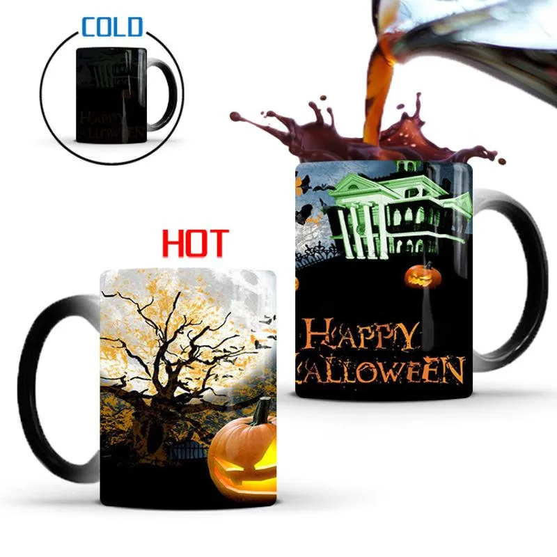 Mugs Mugs 301-400mL Creative Color Changing Coffee Coffee Milk Cup Halloween Goalty Gowly for Friends238G