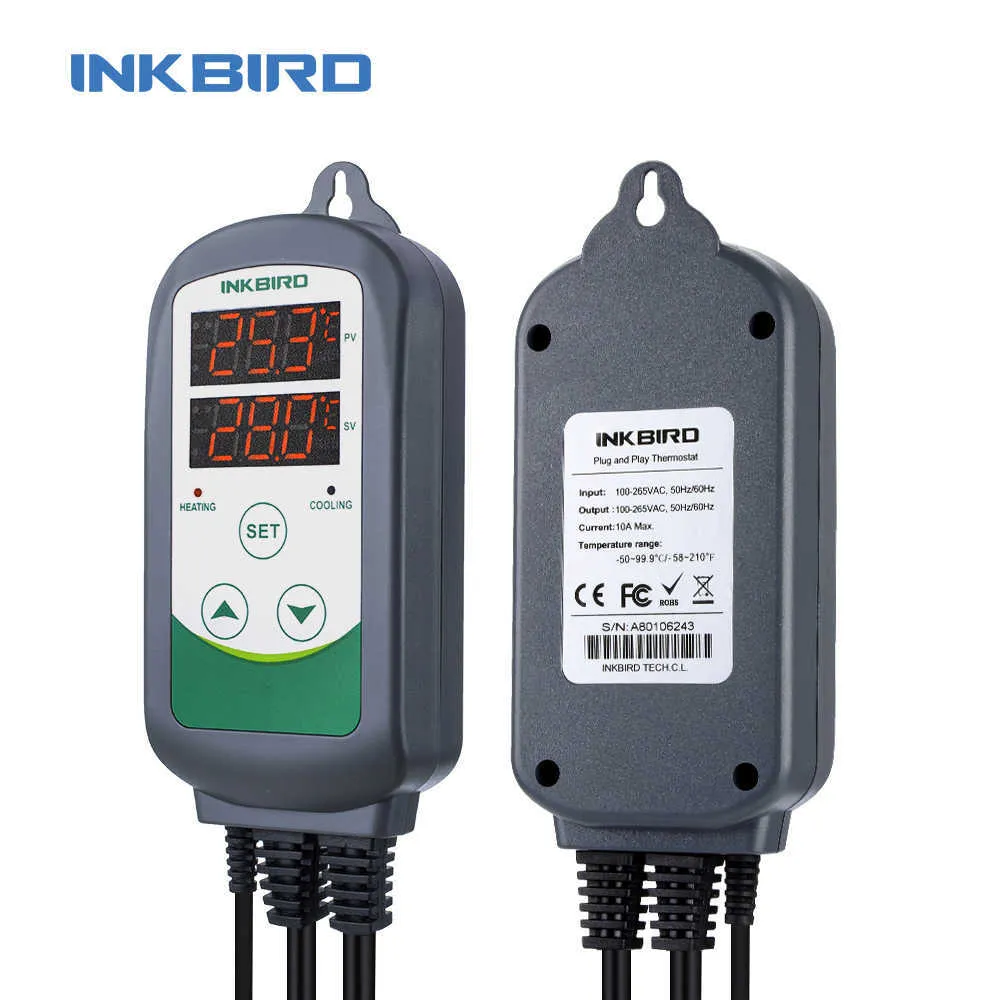 Inkbird ITC-308 Régulateur de température à double relais de chauffage et de refroidissement, bonbonne, fermenteur, température de terrarium à effet de serre. Contrôle 210719