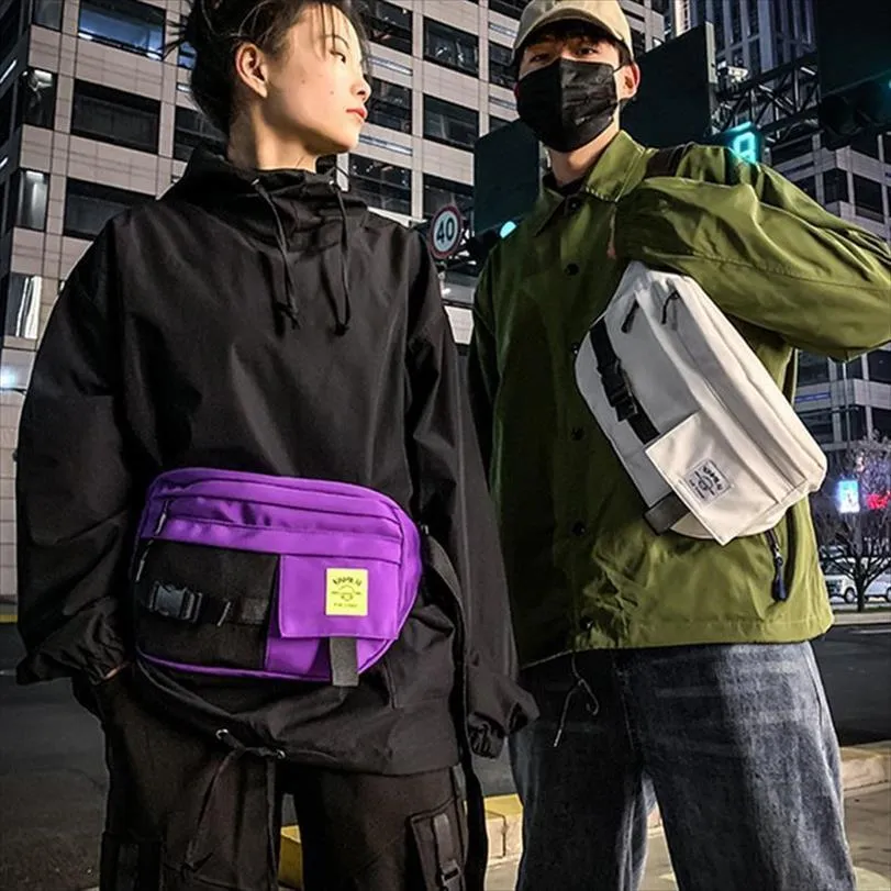 Unisex midjepåse stor kapacitet streetwear jävla pack bröstsäckar trend hip hop banan crossbody funktional327u