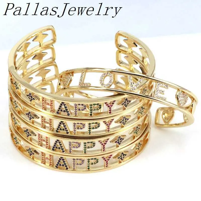 3 pezzi colorati zirconi micro pavimenta braccialetti le donne color oro ottone trendy zircone pavimenta braccialetto gioielli regali braccialetto regolabile Q0720