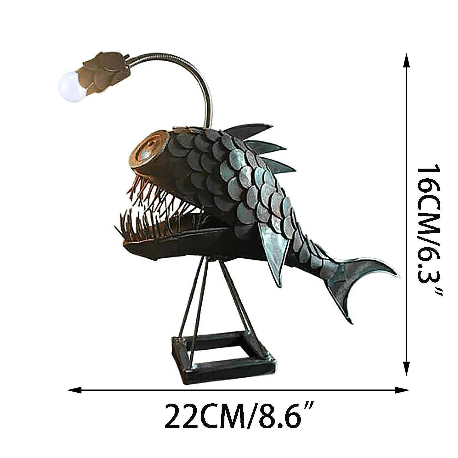 Creative Desk Lamp Shark iron Table USB Metal Lantern Decoration Unique Home Housewarming Gift 210804