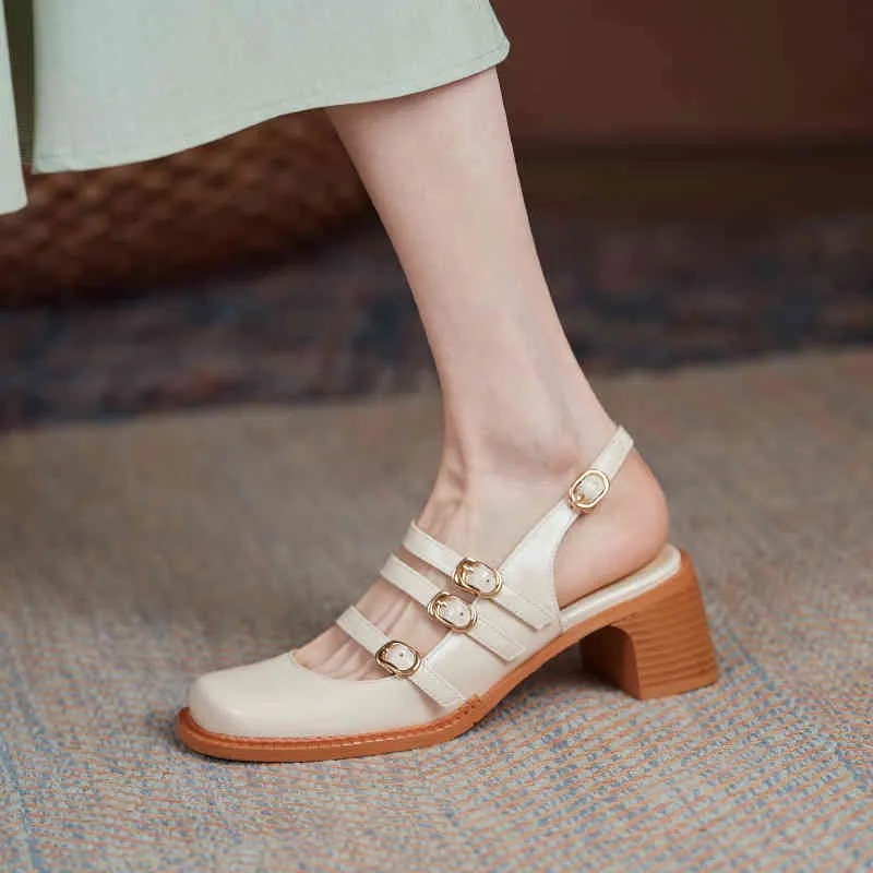 MORAZORA Sommer Hohe Qualität Frauen Sandalen Mode Schnalle Party Schuhe Quadratische Absätze Sandalen Schwarz Aprikose Farbe Damen Schuhe 210506