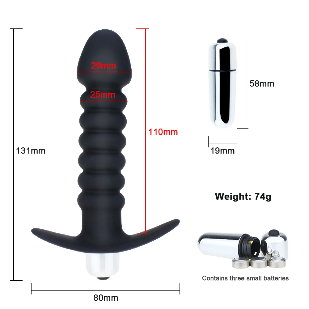 Yutong Silicona Anal Beads Butt Plug Vibrador Juguete Strapon Dildo Masajeador de próstata masculino Juguetes para gays Pareja Men233N