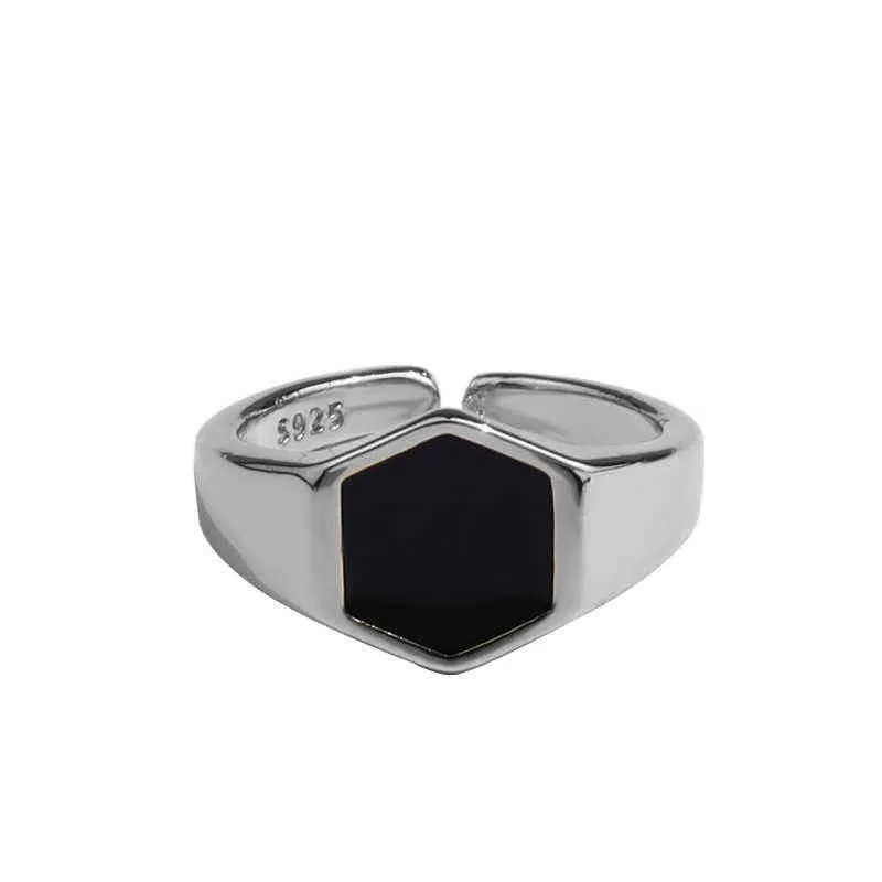 Todorova Simple moda coreana Vintage negro corazón anillos para mujeres abierto geométrico índice dedo anillo Punk fiesta joyería regalo G1125