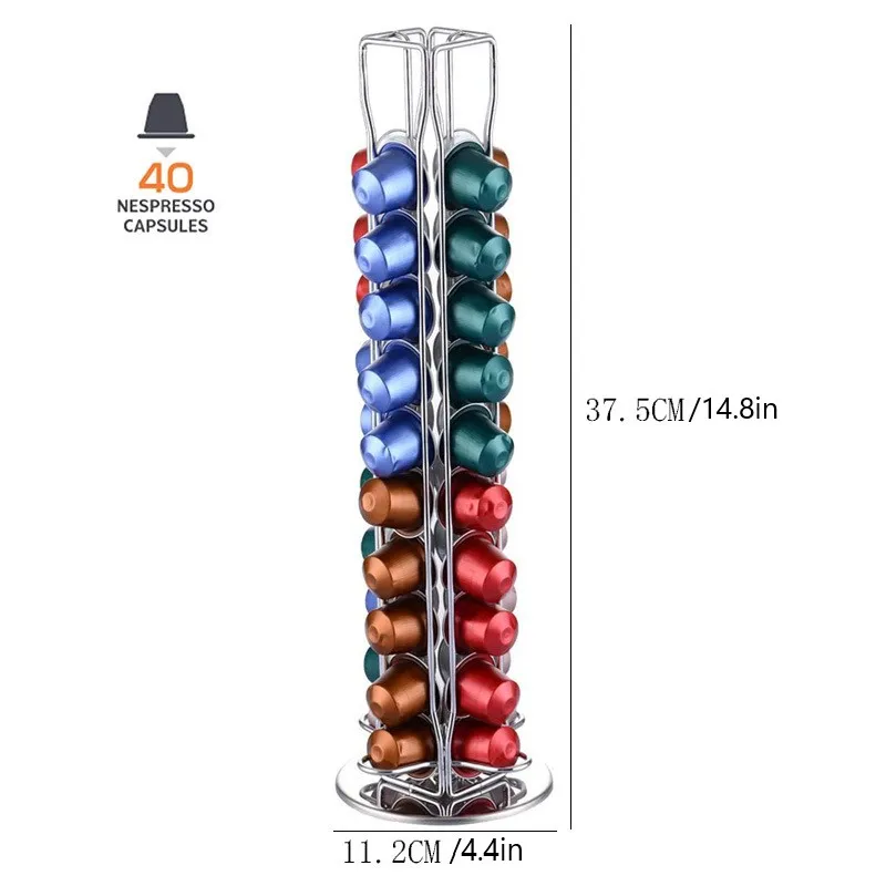 Nespresso-Kaffee-Wand-Kaffeegeschirr-Sets, 40-Kapsel-Regal, Küchenständer, Spender, Aufbewahrungshalter