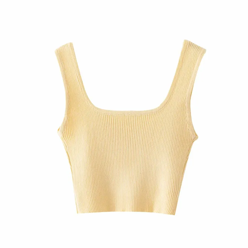 Femmes élégantes nicketed tops mode dames femelles jaunes bombes tricoteuses de tricot filles chics chics 210427