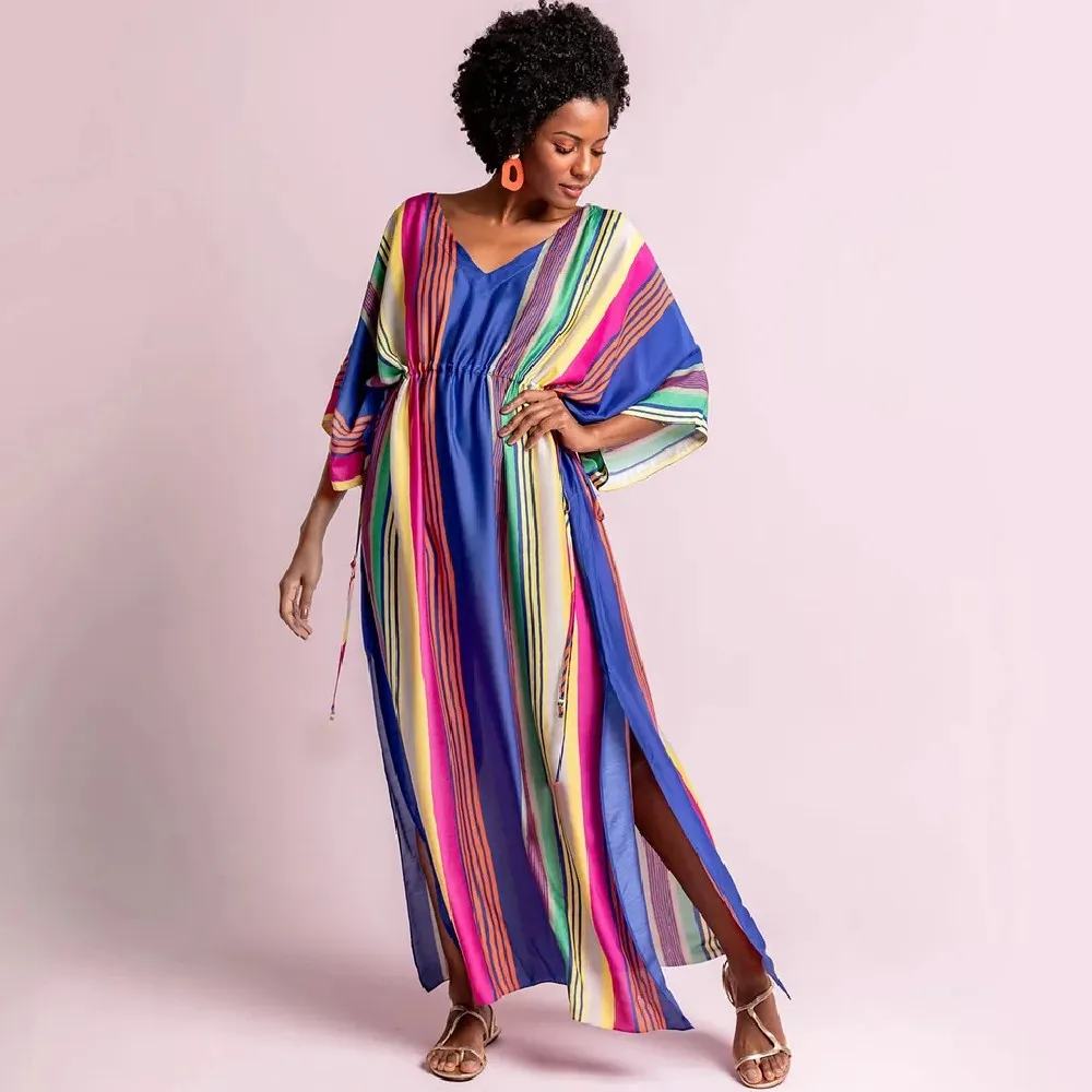 Beach Dress Kaftan Pareo Sarongs Sexy Cover-Up Bikini Swimwear Tunic Swimsuit Bathing Suit Cover Ups Robe De Plage #Q1033 210420