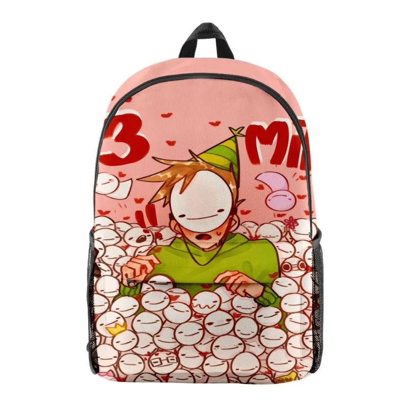 Sac à dos 3D Dream SMP Dreamwastaken Hommes Femmes imperméables Ordinateur portable Enfants Garçons Filles Oxford Cartoon Schoolbag251t