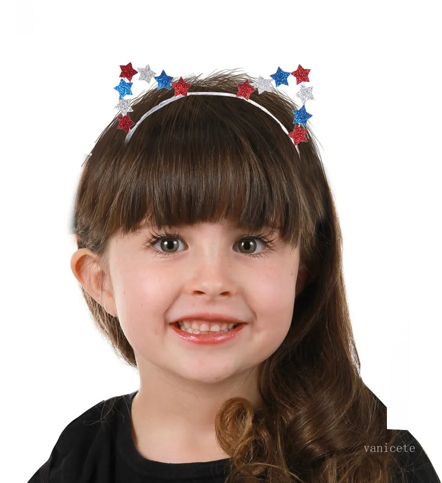 Dziecko Amerykański Dzień Niepodległości Hairband Hairband Uroczystość Uroczystość Party Festiwal Star Włosy Akcesoria Dzień Niezależności Dekoracja T2I52257