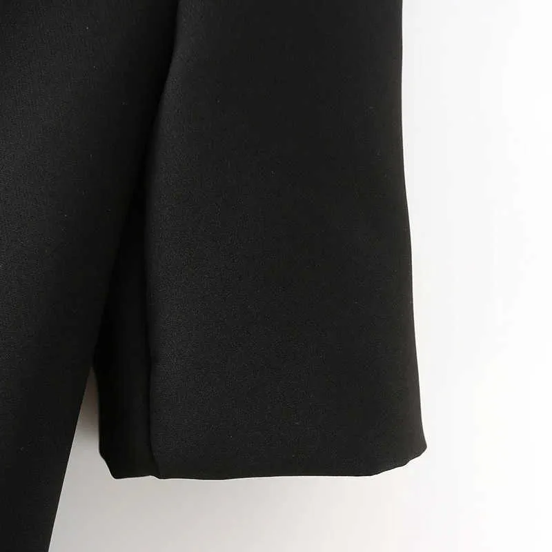 Aelegantmis Black Loose Bureau Lady Blazer Femmes Poches Veste courte Femme Solide Travail Coréen Mode Base Outwear OL 210607