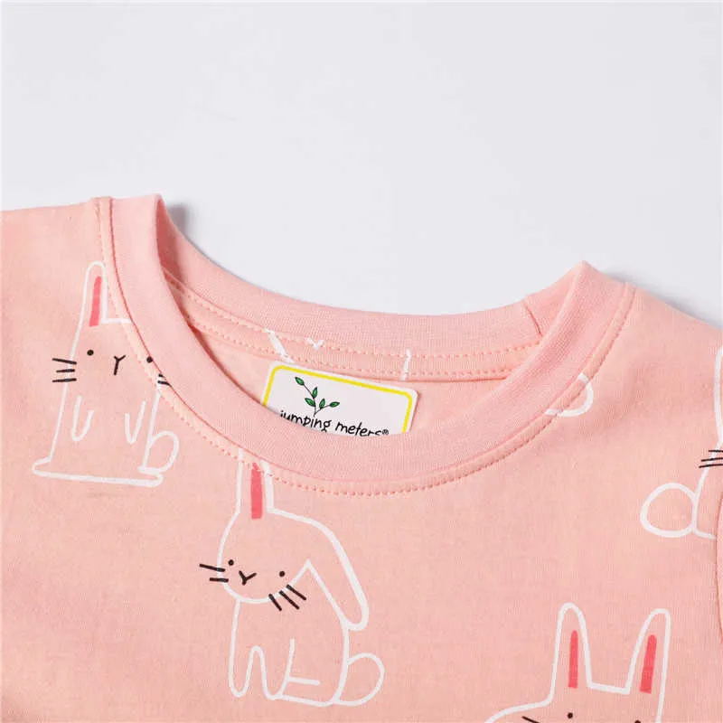 Jumping Meters 2-7T Cotton Animals Girls Dresses Summer Applique Baby Clothes Selling Striped Tunic Costume Kids Dress 210529