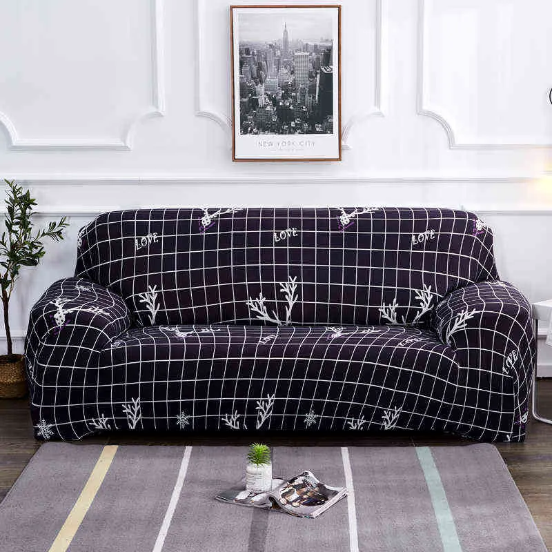 Świąteczne dekoracje rozciągliwe sofa pokrywa Sliplovers Elastyczna skrzynka kanapa dla różnych kształtów Loveseat fotel L-style 211207