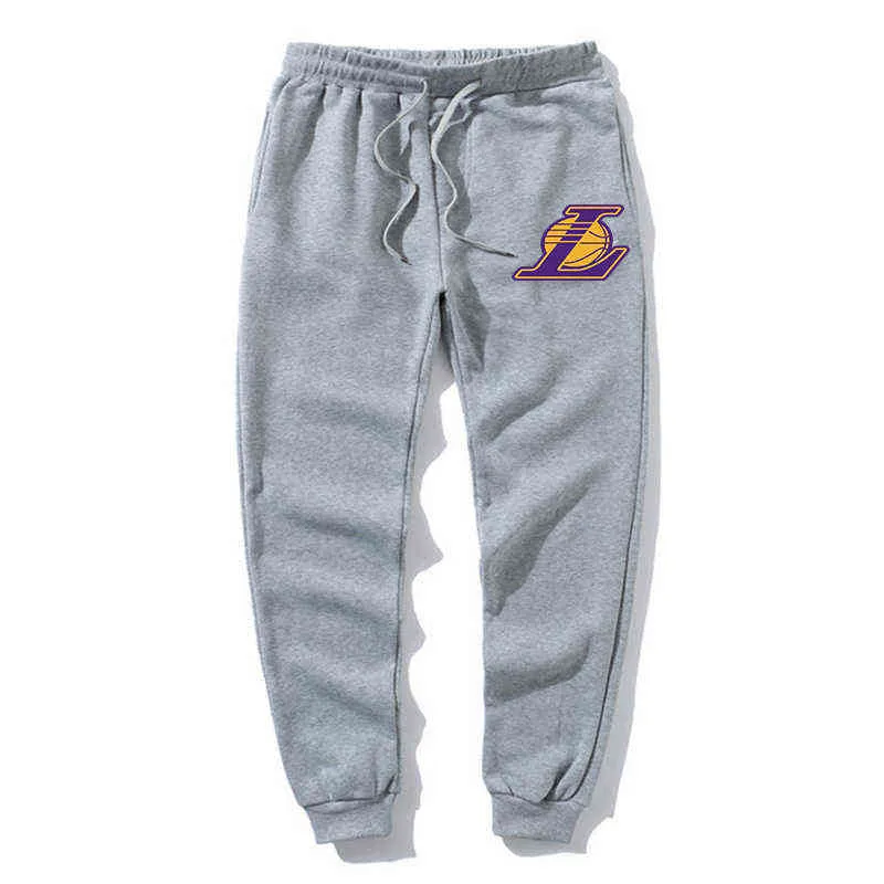 2021 Outono Inverno Moda Masculina Calças Esportivas Lakers Imprimir Calças Esportivas Masculinas Sportswear Pants H1213