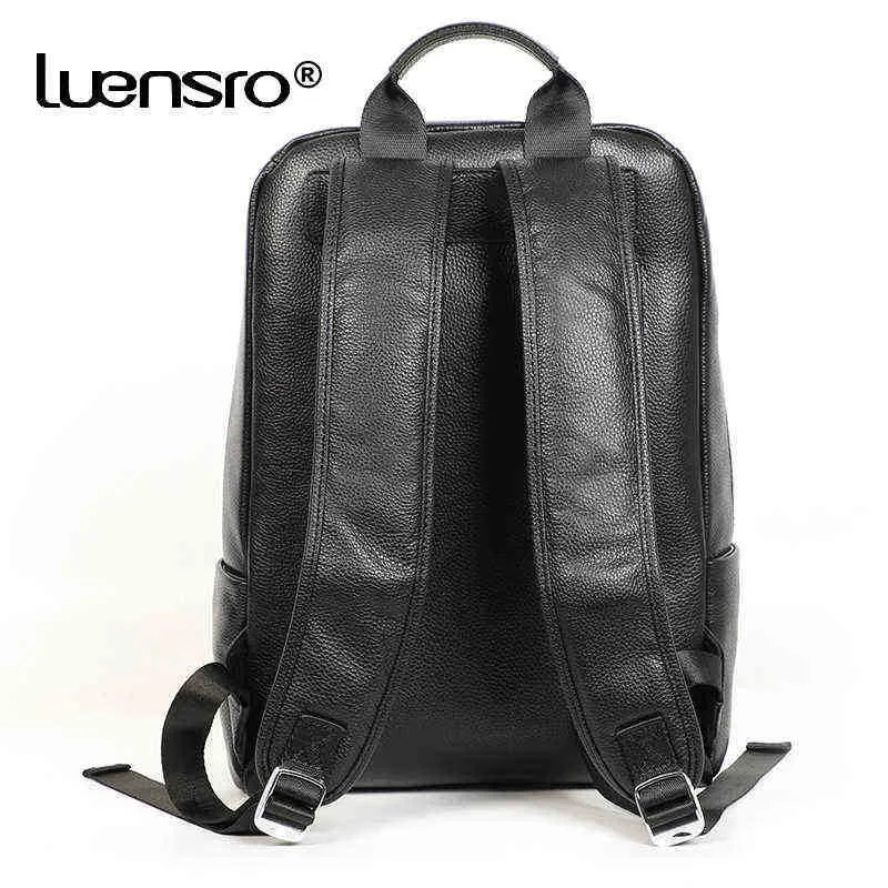 Cowskin 100% Genuine Leather Natural Men's Backpack Fashion Large Capacity Shoolbag For Boy Laptop Bag 202211248w