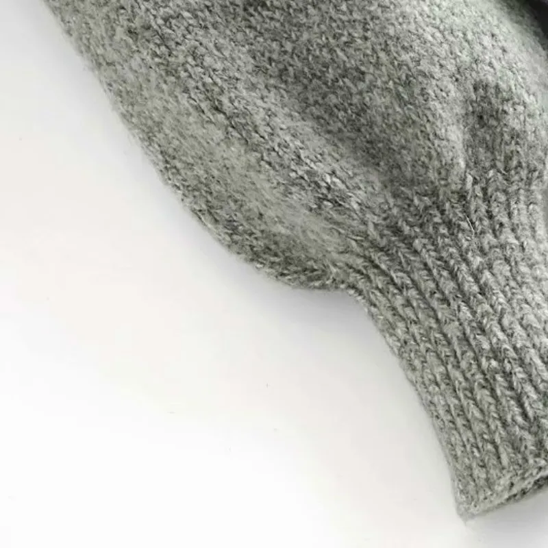 Dorywczo kobieta szary luźne obciążenie kołnierzowe swetry jesień zima moda damska miękkie grube pulower dziewczyny ponadgabarytowe dzianiny 210515