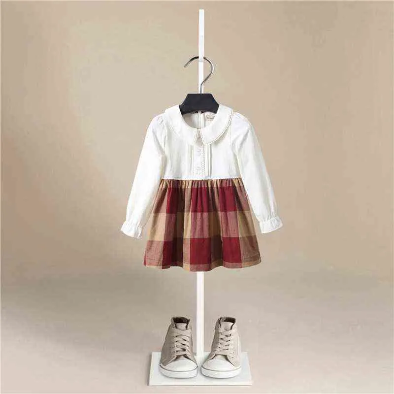 1-5 år Höst Flickklänning Bomull Långärmad Barnklänning Märke Tryck Barnklänningar för tjejer Mode Flickkläder 211224