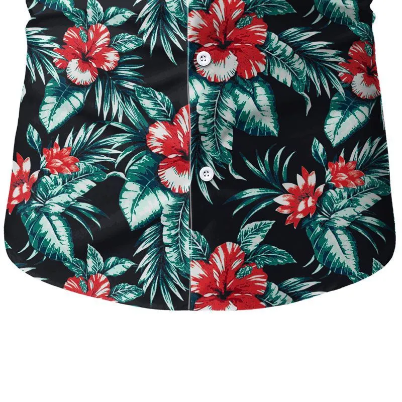 Floral Impresso Mens Beach Verão Hawaiian Camisa Casual férias Aloha Camisas de manga curta para homens Camisas Hombre 210524