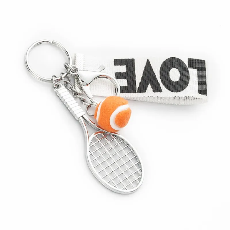 2021 Новый мини-брелок с теннисной ракеткой, креативный милый 6 цветов, спортивные брелки с любовью, автомобильная сумка, подвеска, брелок, ювелирные изделия, подарок, аксессуары5394253
