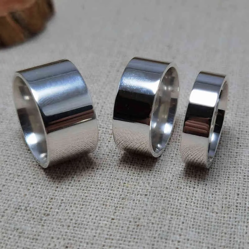 Real 925 Sterling Silver Rings for Men Women Couple of Lovers Simple Plain Comfortable Fits Wedding Band 211217