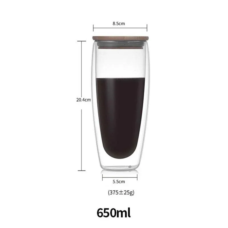 Tassen Doppelwandige Glastasse Hitzebeständige Milch Whisky Tee Bier Transparent Espresso Kaffee Trinkgeschirr Tassen Trinkgläser274w