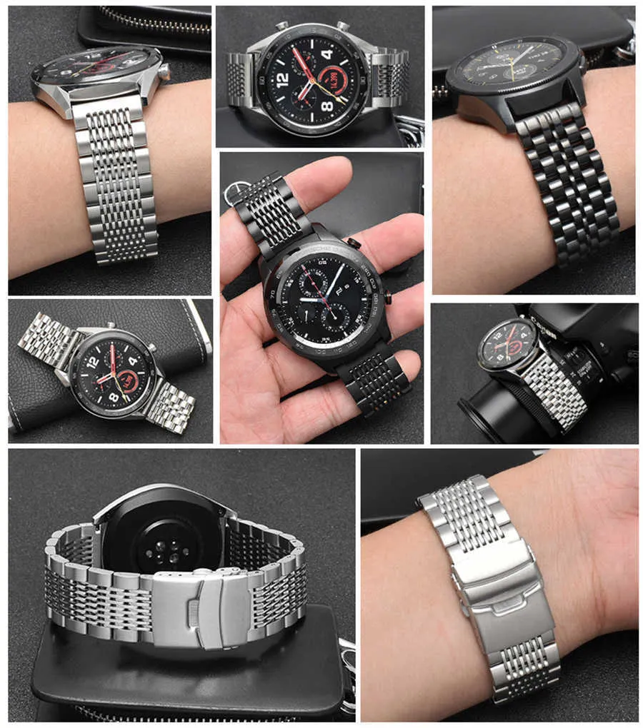 20/22 / 24mm Bransoletka ze stali nierdzewnej do Huawei Zegarek GT Pasek dla Samsung Galaxy Watch 46mm S3 Frontier / Classic Band H0915