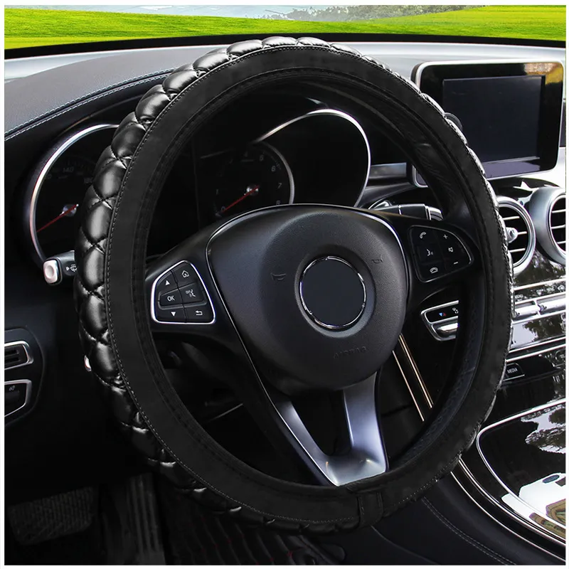 Bilrattskydd Diamondstudded Crown Soft Leather Auto Steering Wheel Cover Steering Cover Lämpliga biltillbehör9850850